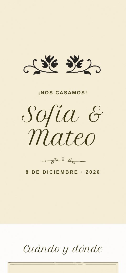 Invitación digital de casamiento, plantilla Nostalgia