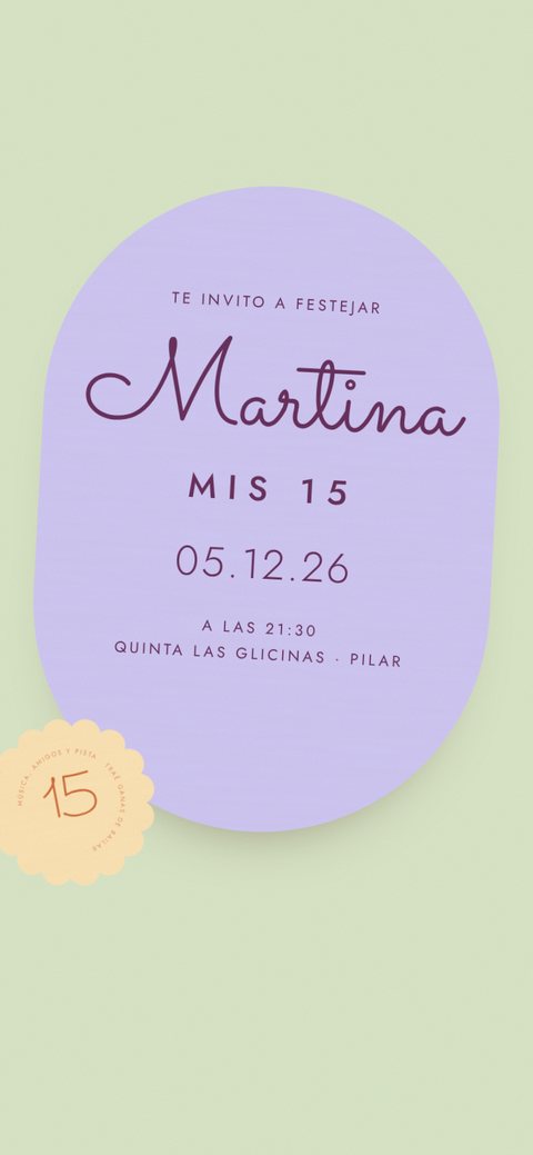 Invitación digital de 15 años, plantilla Pastel